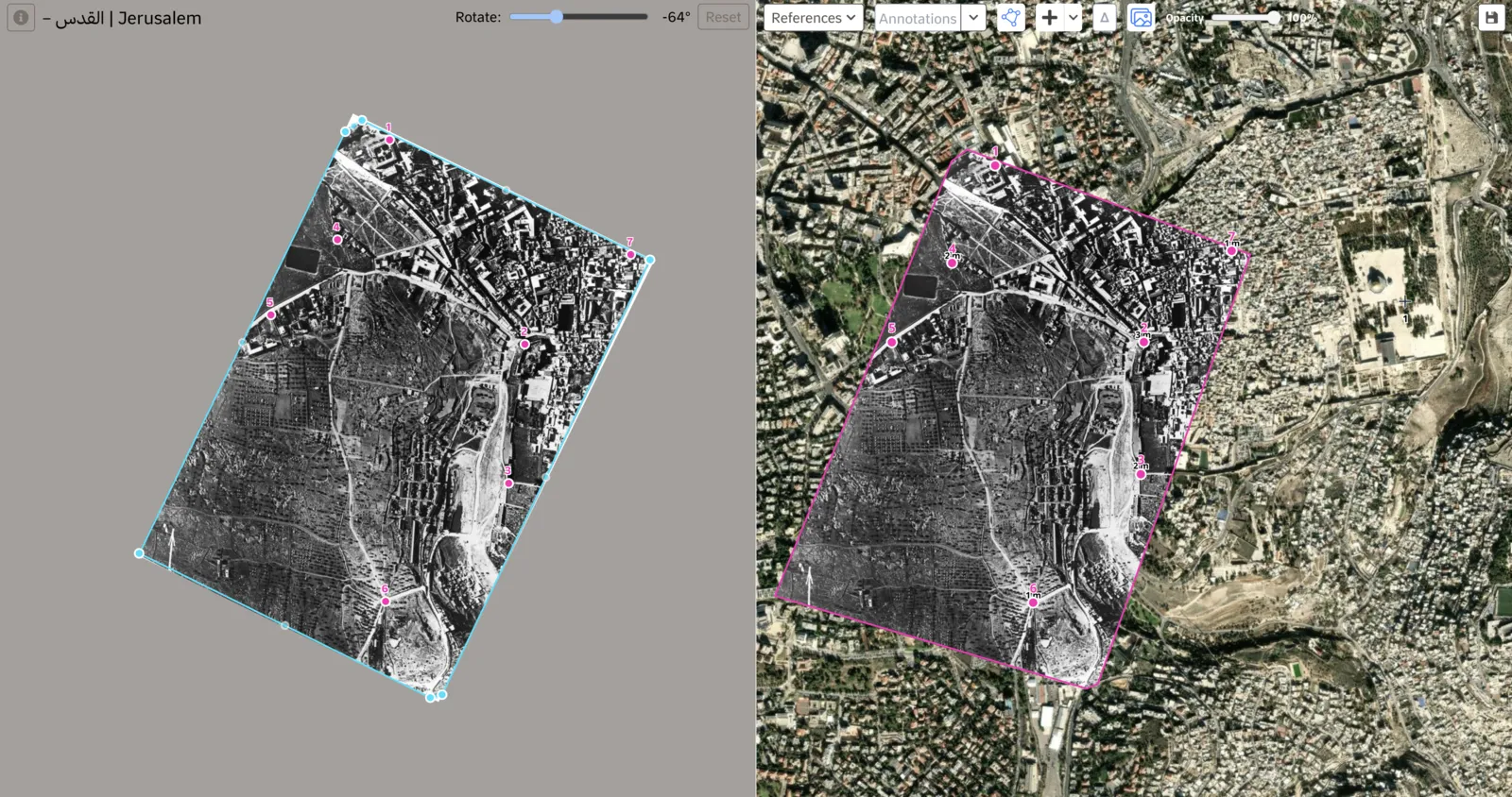 Screenshot of The georeferencing editor